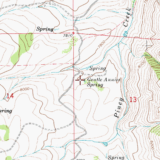 Topographic Map of Gentle Annies Spring, WY