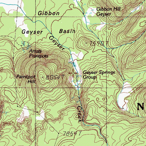 Topographic Map of Geyser Springs Group, WY
