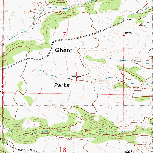 Topographic Map of Ghent Parks, WY