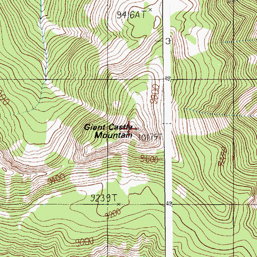 Topographic Map of Giant Castle Mountain, WY