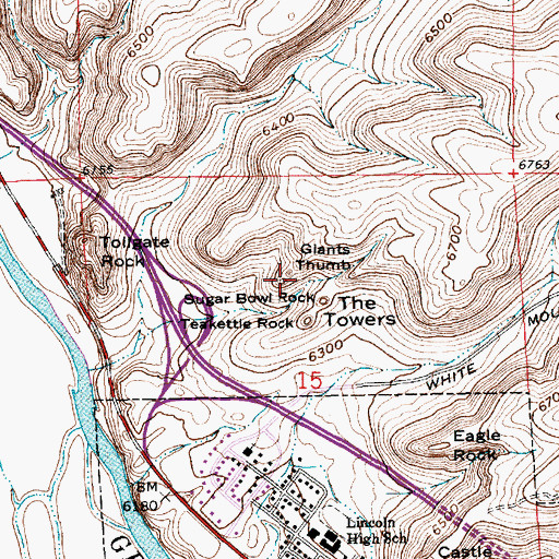 Topographic Map of Giants Thumb, WY