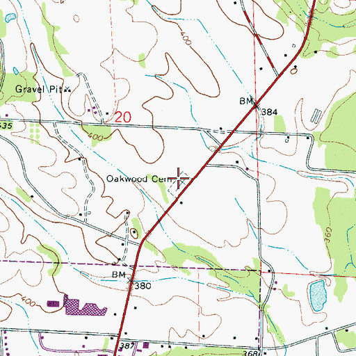 Topographic Map of Fayette Memorial Gardens, AL