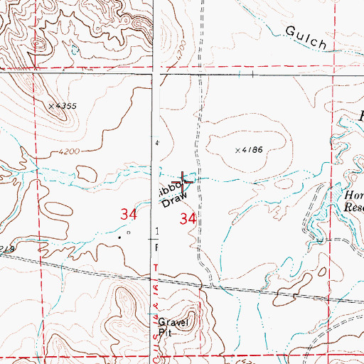 Topographic Map of Gibbon Draw, WY