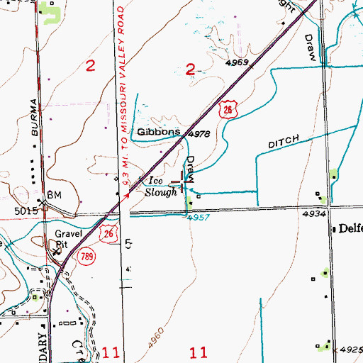 Topographic Map of Gibbons Draw, WY
