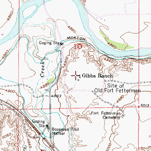 Topographic Map of Gibbs Ranch, WY