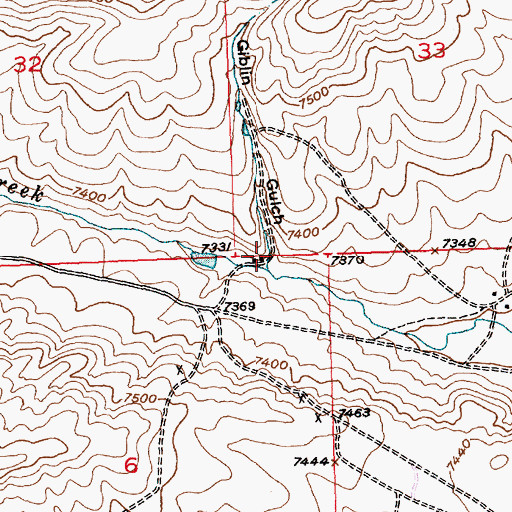 Topographic Map of Giblin Gulch, WY