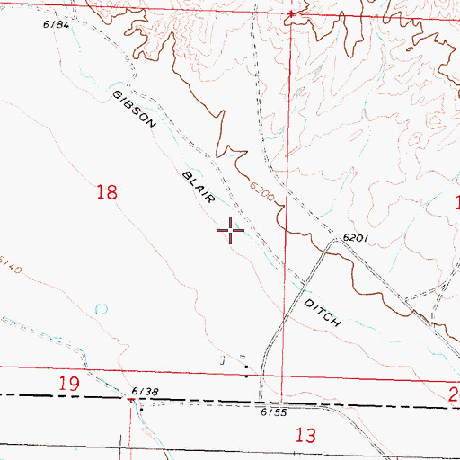 Topographic Map of Gibson Blair Ditch, WY