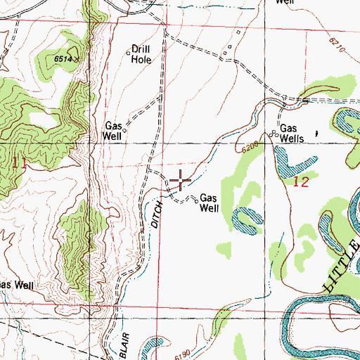 Topographic Map of Gibson Blair Ditch, WY