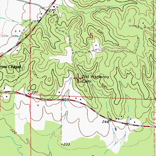 Topographic Map of Old Harmony Cemetery, AL