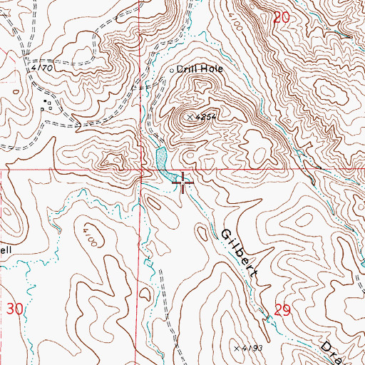 Topographic Map of Gilbert Draw, WY