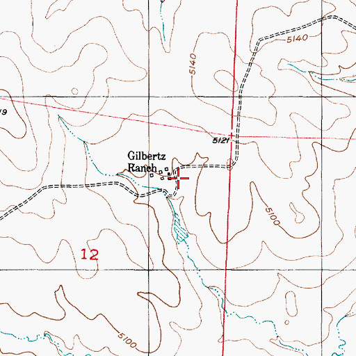 Topographic Map of Gilbertz Ranch, WY
