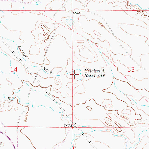 Topographic Map of Gilchrist Reservoir, WY