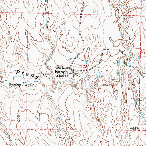 Topographic Map of Gilkie Ranch, WY