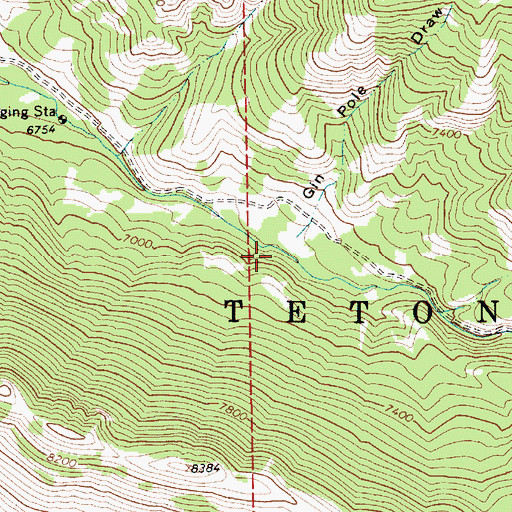 Topographic Map of Gin Pole Draw, WY