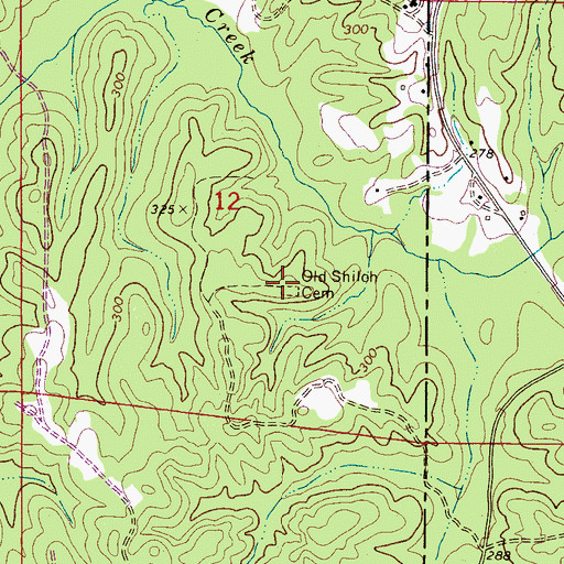 Topographic Map of Old Shiloh Cemetery, AL