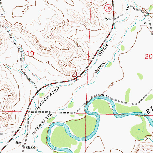 Topographic Map of Gladewater Ditch, WY