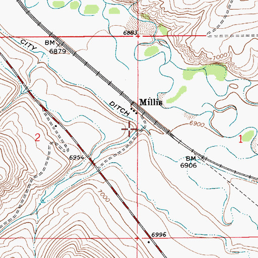 Topographic Map of Glasscock Hollow, WY