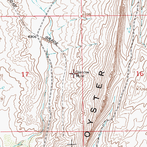 Topographic Map of Glencoe Mine, WY
