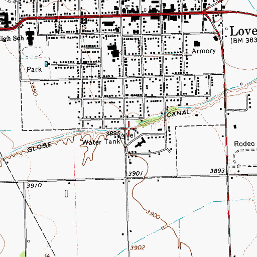 Topographic Map of Globe Canal, WY