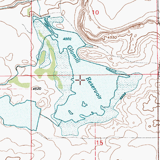 Topographic Map of Glomill Reservoir, WY