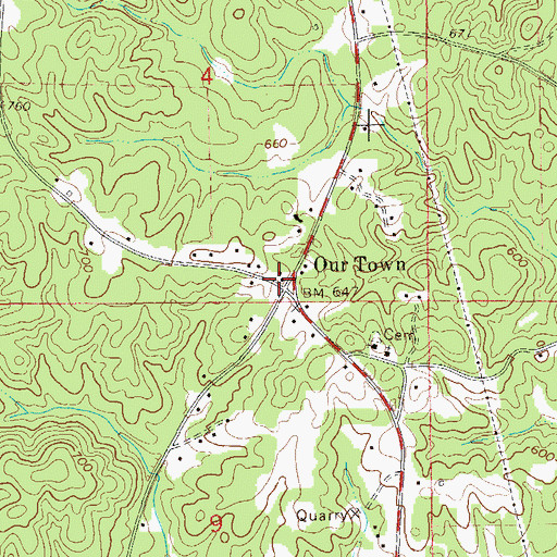 Topographic Map of Our Town, AL
