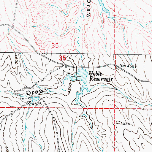 Topographic Map of Goble Reservoir, WY