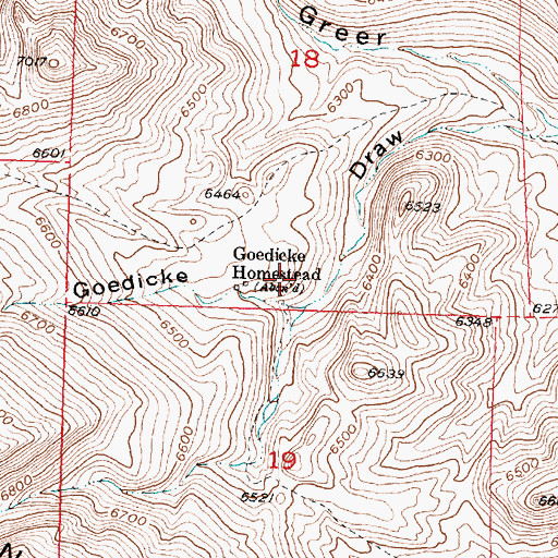 Topographic Map of Goedicke Ranch, WY