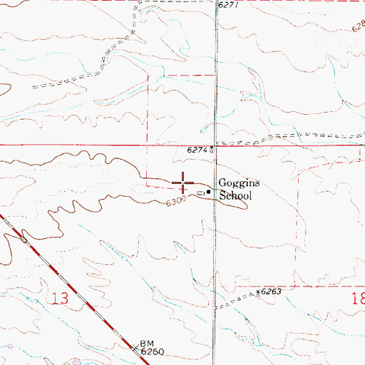 Topographic Map of Goggins School, WY