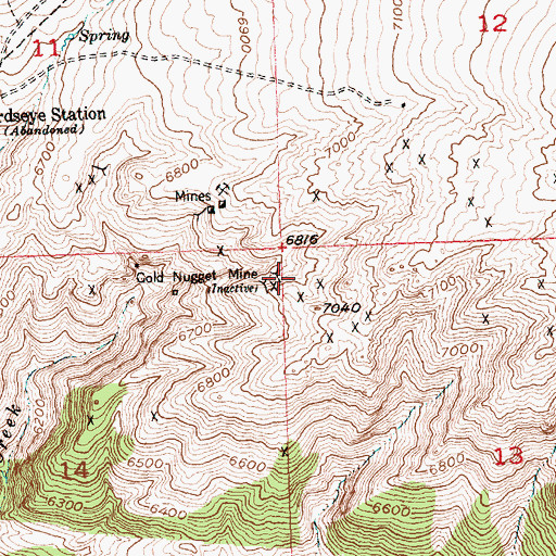 Topographic Map of Gold Nugget Mine, WY