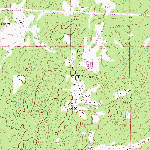Topographic Map of Pearson Chapel United Methodist Church, AL