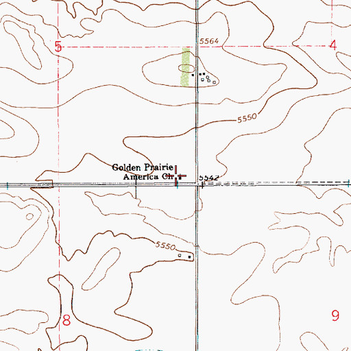 Topographic Map of Golden Prairie America Church, WY