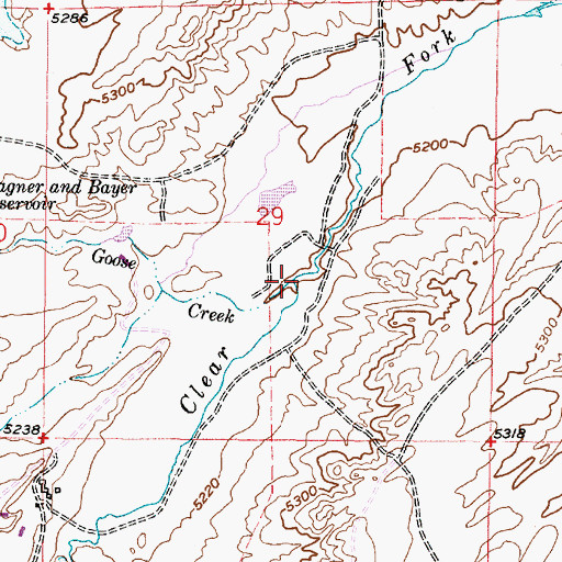 Topographic Map of Goose Creek, WY