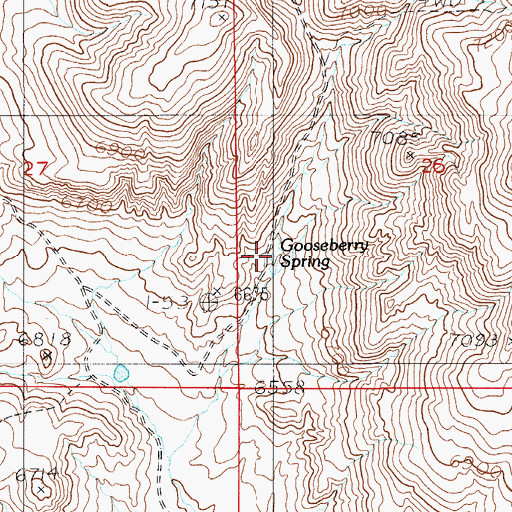 Topographic Map of Gooseberry Spring, WY