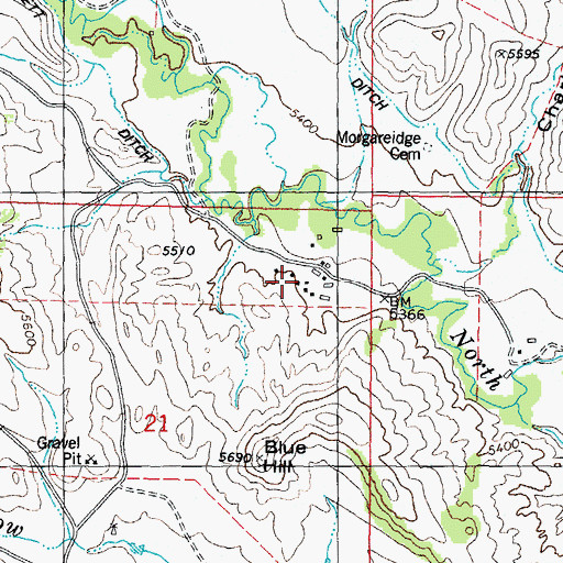 Topographic Map of Gordon Ranch, WY