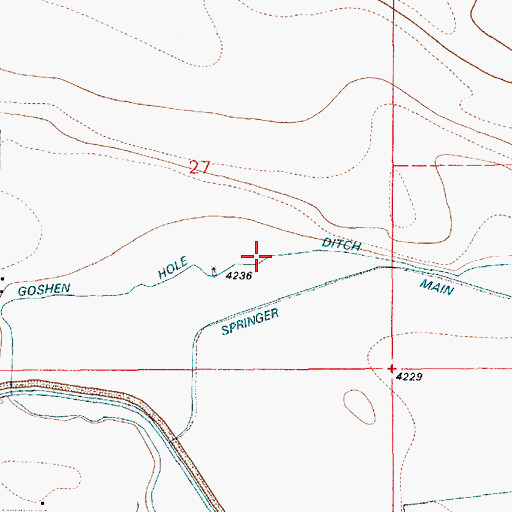 Topographic Map of Goshen Hole Ditch, WY