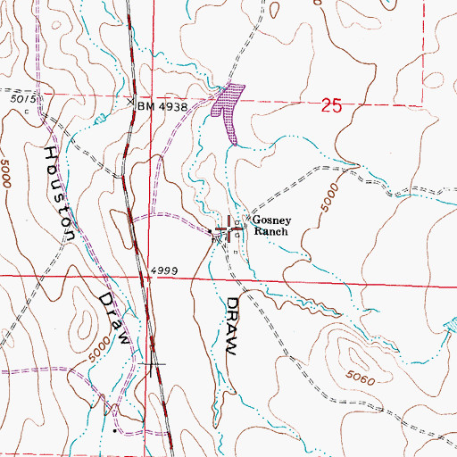 Topographic Map of Gosney Ranch, WY