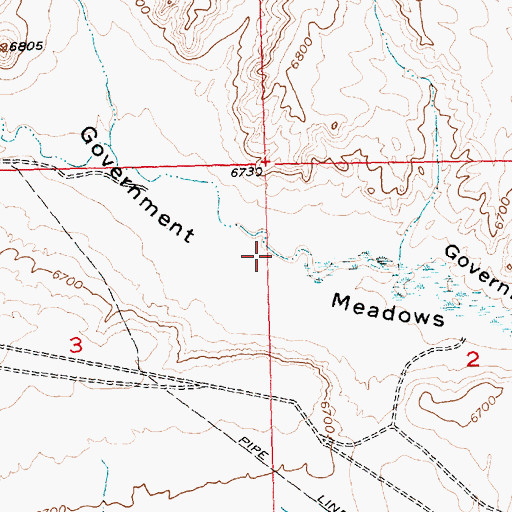 Topographic Map of Government Meadows, WY