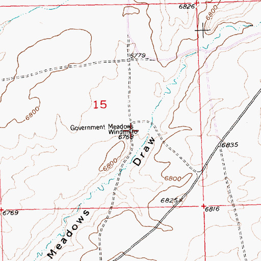 Topographic Map of Government Meadows Windmill, WY