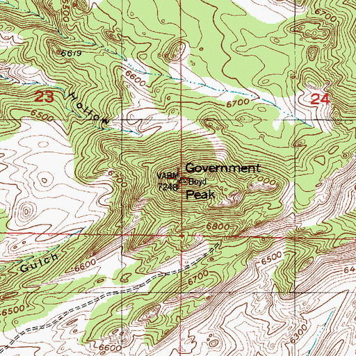 Topographic Map of Government Peak, WY