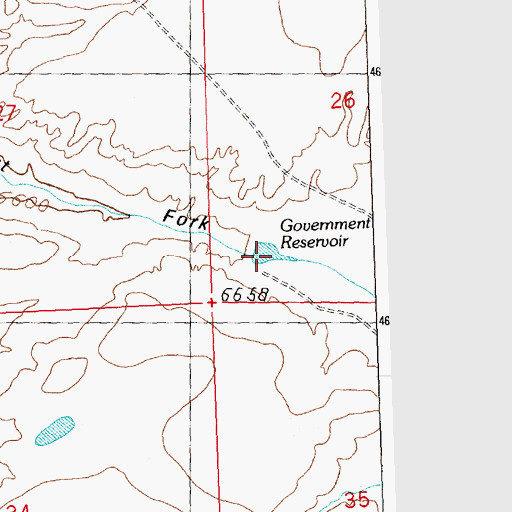 Topographic Map of Government Reservoir, WY