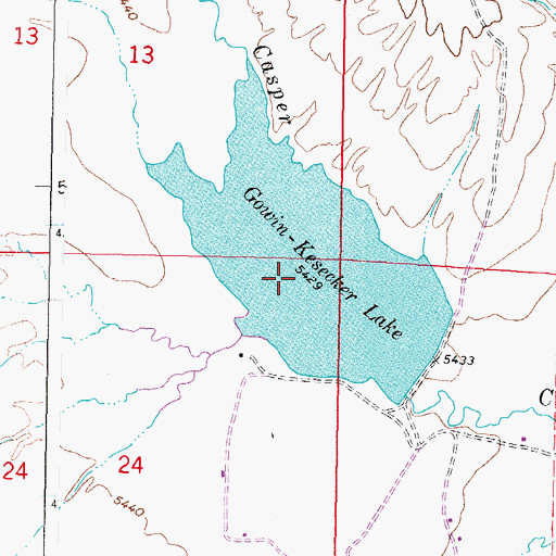 Topographic Map of Gowin-Kesecker Lake, WY
