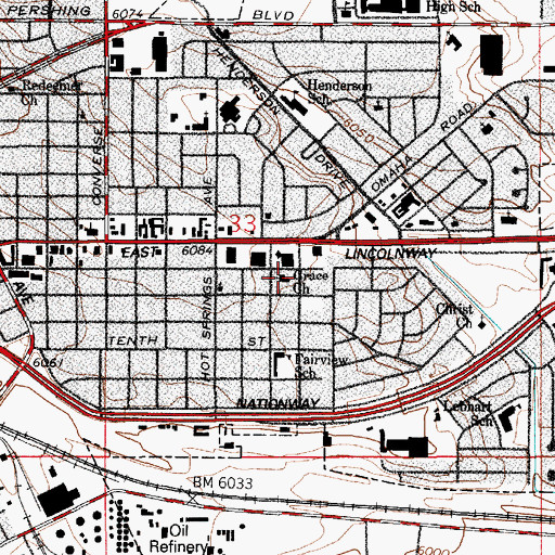 Topographic Map of Grace Church, WY