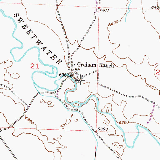Topographic Map of Graham Ranch, WY