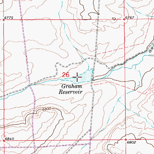 Topographic Map of Graham Reservoir, WY