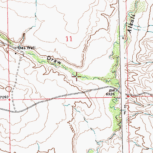 Topographic Map of Granary Draw, WY