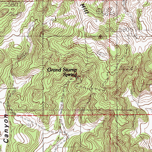 Topographic Map of Grand Stump Spring, WY
