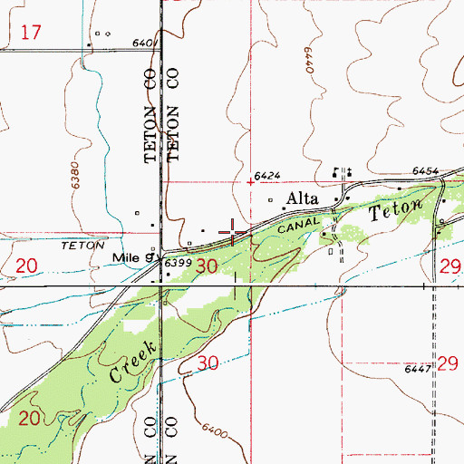 Topographic Map of Grand Teton Canal, WY
