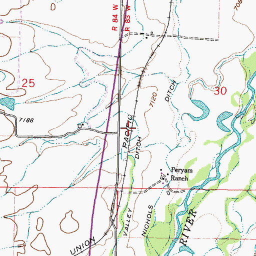 Topographic Map of Grand Valley Ditch, WY