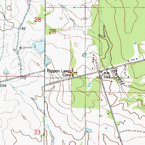 Topographic Map of Pippen Lawn Cemetery, AL