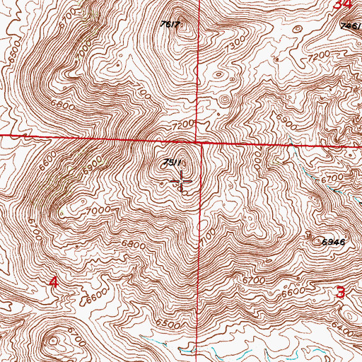 Topographic Map of Granite Mountains, WY